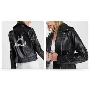 REAL Leather Jacket "Just Married" New!!  Barney's New York